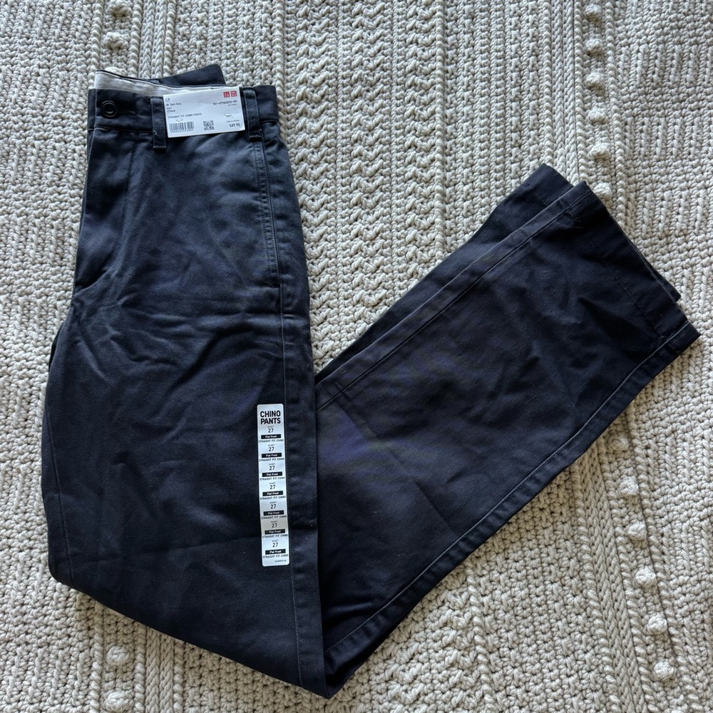 NWT Uniqlo Straight Fit Chino Pants in Dark Gray (Women size 27)